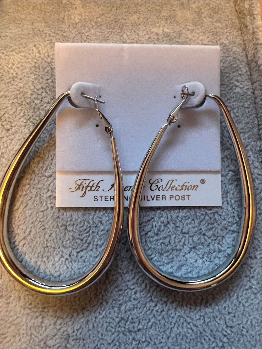 Fifth Avenue Collection Silver Teardrop Hoop Earrings - Silver